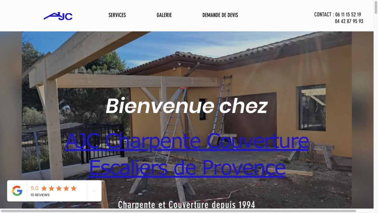Capture du site de AJC Charpente Couverture