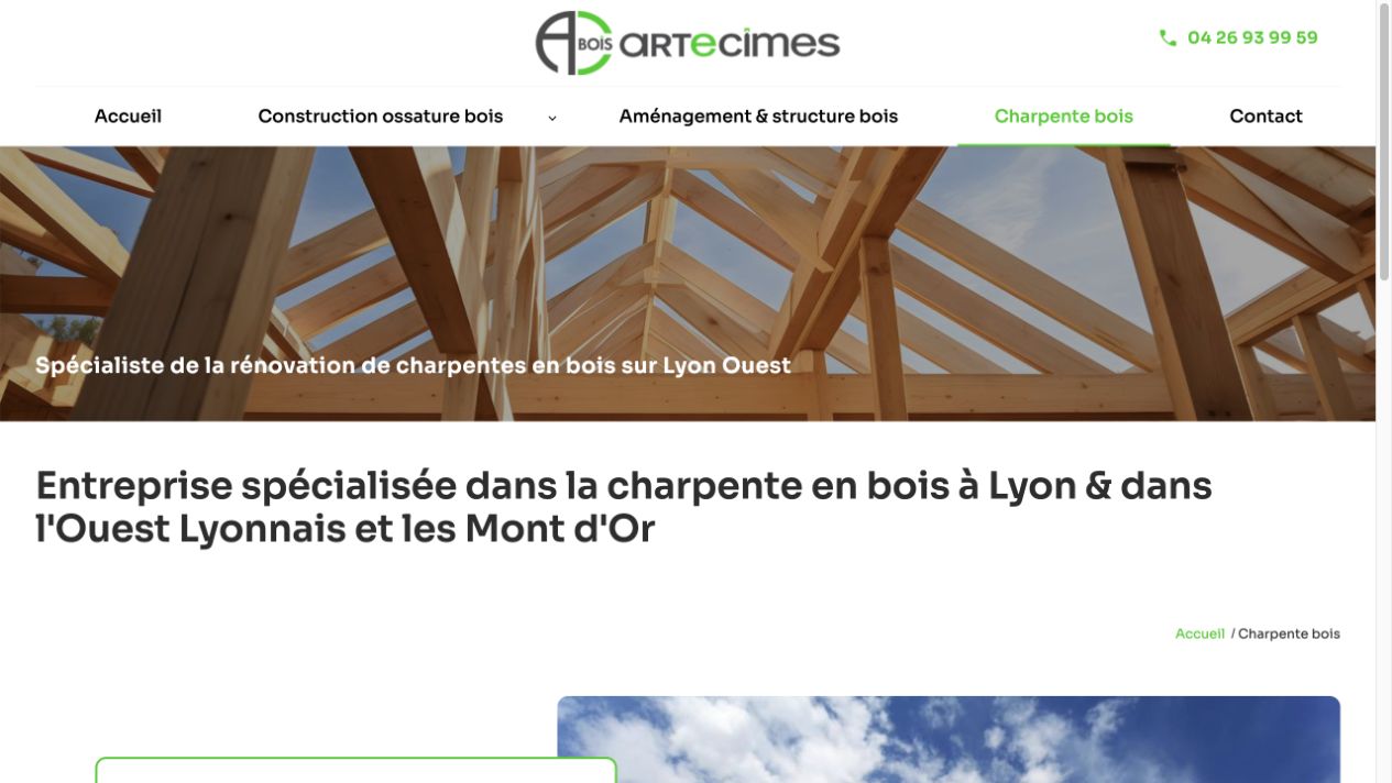 Capture du site de Artecimes