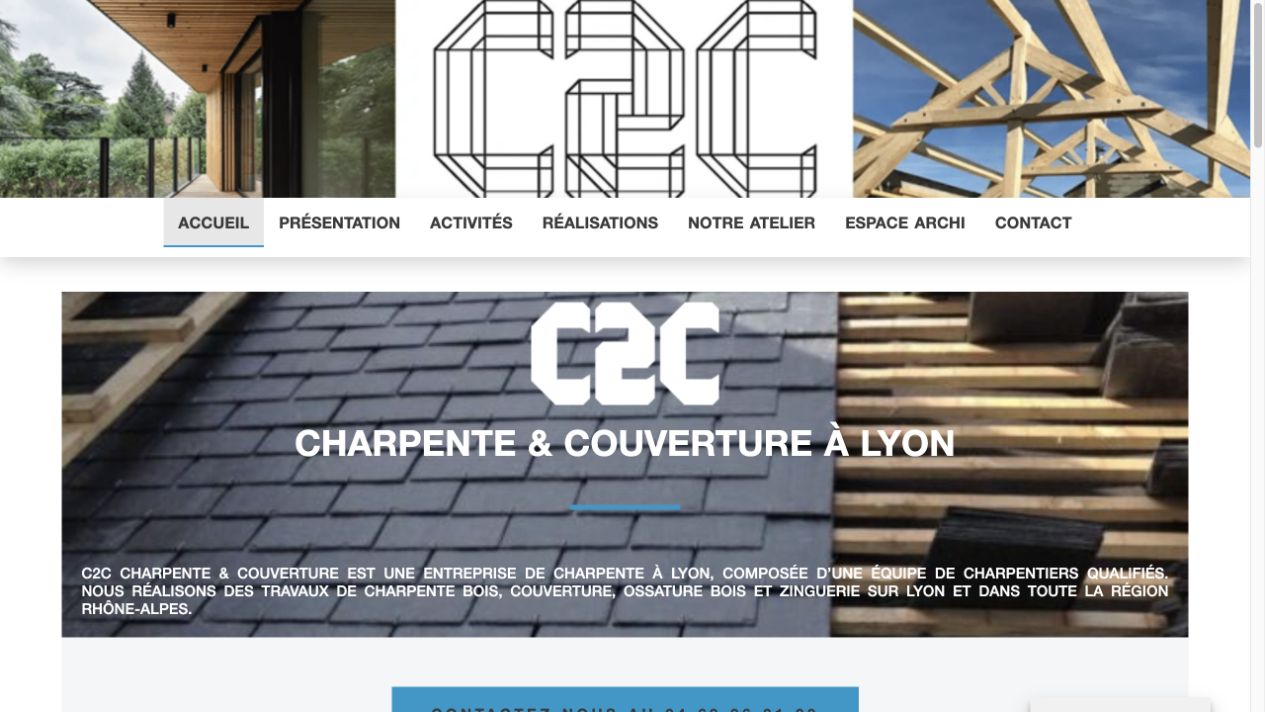 Capture du site de C2C Charpente & Couverture
