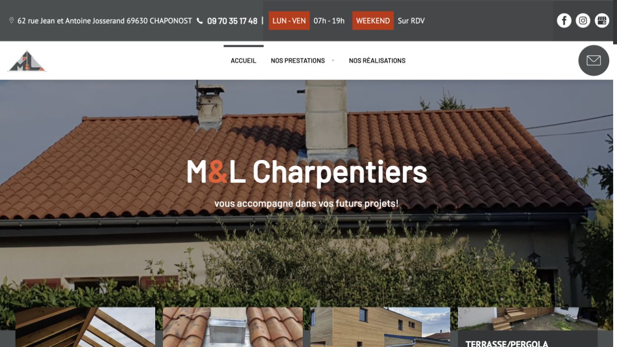 Capture du site de M&L Charpentiers